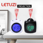 ⁦Horloge numérique de Projection LCD à LED, alarme vocale, fonction Snooze, thermomètre⁩ - الصورة ⁦7⁩