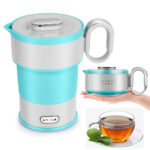 Bouilloire Électrique Pliable en Silicone Alimentaire avec Gobelet Pliable – غلاية مياه قابلة للطي ومحمولة