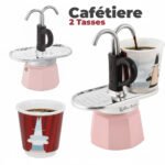 Cafetière Expresso 2 Tasses avec 2 Fontaine Rose – ماكينة تحضير القهوة