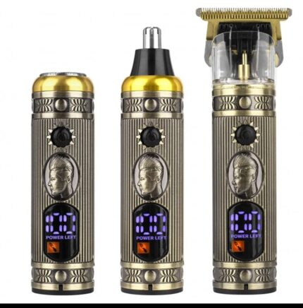 Ensemble de rasoir électrique pour hommes, tondeuse pour barbe et nez, chargeur USB, avec écran LCD