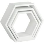 ⁦Lot de 3 Étagères Murales Décorative - Bois - Hexagonale⁩ - الصورة ⁦2⁩