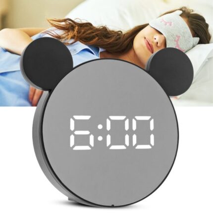 Réveil miroir numérique intelligent en forme mickey mouse