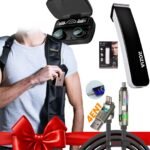 SUPER PACK 4 IN 1 طقم سماعات + ماكنة حلاقة + كابل شحن + صاكوشة