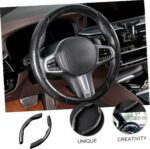 ⁦2 Pcs Housse de Volant Voiture antidérapant Noir carbon⁩ - الصورة ⁦5⁩