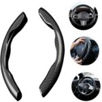 ⁦2 Pcs Housse de Volant Voiture antidérapant Noir carbon⁩ - الصورة ⁦2⁩