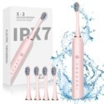 Brosse à dents électrique Sonic X3 pour adultes avec 6 modes de fonctionnement avec extra têtes – فرشاة أسنان كهربائية 6 أوضاع تشغيل و رؤوس إضافية