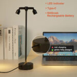 ⁦Lampe de bureau LED rétro à double tête rotative à 360 degré – مصباح مكتب بعدة أوضاع إضاءة⁩ - الصورة ⁦4⁩