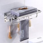 Porte-serviettes mural pliable en acier inoxydable avec crochets GM – علاقة مناشف قابلة للطي