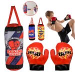 Ensemble de Boxe pour Enfants Sac de Frappe Suspendu avec Gants Jeu de 3 Pièces – طقم كيس ملاكمة 3 قطع