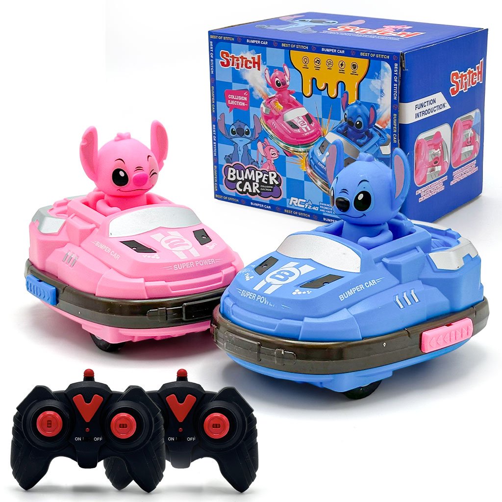 Bumper-Stitch-cnc-1.jpg Voiture Télécommandée Stitch Bumper Car Rechargeable 2Pcs pour Enfants – لعبة سيارات اللاسلكية للأطفال ستيتش - Image 1