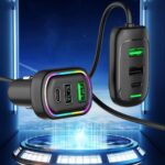 ⁦Chargeur Voiture 6 Ports USB Type-C avec Éclairage RGB – شاحن سيارة⁩ - الصورة ⁦2⁩