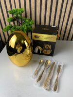 ⁦Serie Ensemble De Couverts Créatifs En Forme De Œuf Dorée 24Pcs – طقم أدوات المطبخ⁩ - الصورة ⁦8⁩