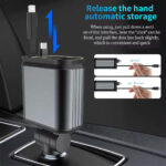⁦Chargeur de voiture rapide 100W rétractable 4 en 1 et transmetteur FM projection étoilé - شاحن لاسلكي سريع للسيارات⁩ - الصورة ⁦3⁩