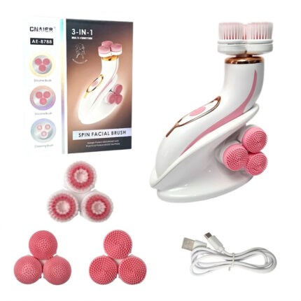 Brosse Nettoyante Électrique Cnaier AE-8788 3 Têtes Rotatives Recharge USB – جهاز تنظيف البشرة بعمق