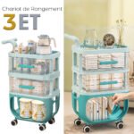 Chariot de Rangement à Roulette 3 Niveaux – سلة تنظيم أغراض متنقلة