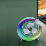 ⁦Ventilateur de table portable avec lampe G décorative à LED USB⁩ - الصورة ⁦3⁩