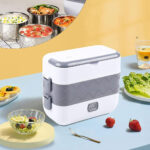 ⁦Boîte à Lunch Électrique Portable avec 2 Récipients Amovibles en Acier Inoxydable – علبة تسخين طعام⁩ - الصورة ⁦7⁩