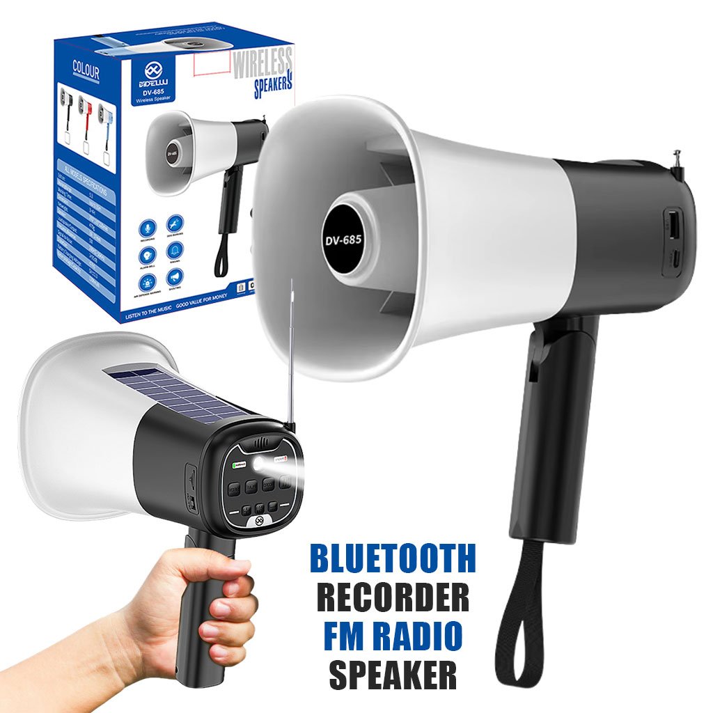 DV-685-CNC-1.jpg Mégaphone solaire portable pour Enregistrement en Extérieur avec Bluetooth V5.3 – مكبر صوت ومسجل بلوتوث - الصورة 1