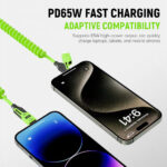 ⁦Câble USB 4en1 à Ressort Fast Charge 65 W – كابل شحن سريع⁩ - الصورة ⁦3⁩