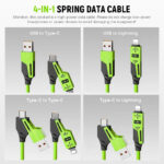 ⁦Câble USB 4en1 à Ressort Fast Charge 65 W – كابل شحن سريع⁩ - الصورة ⁦4⁩
