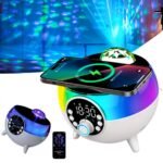 Haut-Parleur et Réveil LED d’Ambiance avec Chargeur Sans Fil 15W