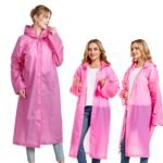 Eva Manteau imperméable à capuche – Rose – معطف بغطاء رأس مقاوم للماء