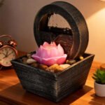 Fontaine à eau cascade avec éclairage LED pour décoration intérieure et ambiance V3