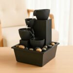 Fontaine à eau cascade avec éclairage LED pour décoration intérieure et ambiance V5