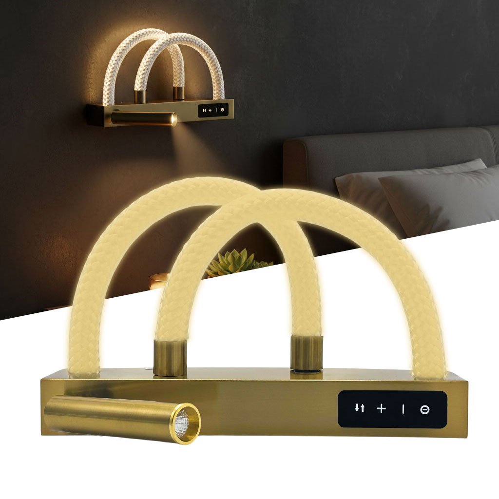 Gold-Lamp-cnc-1.jpg Applique murale moderne à intensité variable avec à 180 dégrée – مصباح غرف النوم - الصورة 1