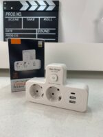 ⁦Rallonge Mural Multifonction – 2 Prises Européennes, 3 Ports USB (dont USB-C) et Lumière LED – مقبس طاقة⁩ - الصورة ⁦9⁩