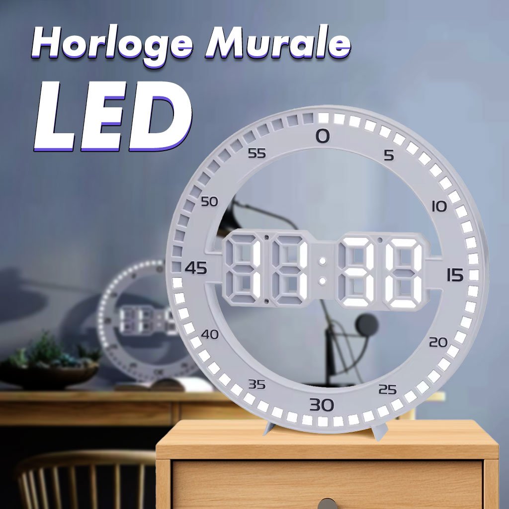 Horloge-LED-DS-3688L-CNC-7.jpg Horloge Murale et Réveil Affichage des Chiffres LED - الصورة 1