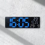 ⁦Horloge Numérique Murale et Table LED à Éclairage Bleu Inférieur – ساعة رقمية للحائط و المكتب بإضاءة سفلية زرقاء⁩ - الصورة ⁦3⁩