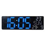 ⁦Horloge Numérique Murale et Table LED à Éclairage Bleu Inférieur – ساعة رقمية للحائط و المكتب بإضاءة سفلية زرقاء⁩ - الصورة ⁦4⁩