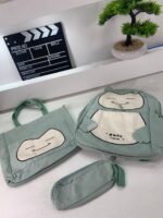 ⁦Ensemble de Sacs Snorlax 3Pcs Design Kawaii Vert – حقيبة مدرسية 3 قطع لون أخضر⁩ - الصورة ⁦4⁩
