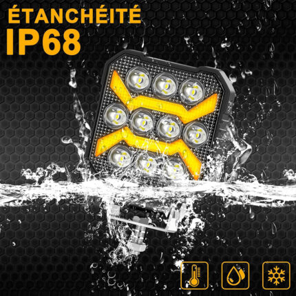 Phare LED Anti-brouillard 2PCS avec 5 Modes d’éclairage 12V-24V IP68 étanche – مصباح عالي السطوع للسيارات والدراجات النارية