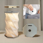 ⁦Lampe de lecture rotative portable en bois et papier Rechargeable à LED⁩ - الصورة ⁦3⁩