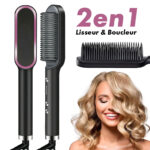 ⁦Brosse à cheveux chauffante en céramique 6 niveaux de chaleur 360° – Lisseur HQT-909B⁩ - الصورة ⁦9⁩