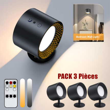 PACK X3 Applique murale Double Tète avec 3 températures de couleur et 3 niveaux