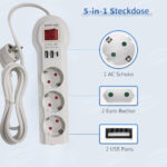 ⁦Multiprise 3 prises et Type C avec 2 USB 2 m Blanc 3301U⁩ - الصورة ⁦2⁩