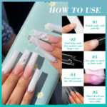 ⁦100PCS faux ongles carrés transparents professionnels en acrylique – طقم أظافر صناعية⁩ - الصورة ⁦6⁩