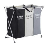 ⁦Panier à linge sale pliable avec 3 grilles pour séparer les vêtements V3⁩ - الصورة ⁦2⁩