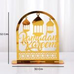 ⁦Ornements en acrylique Ramadan Kareem, lanterne étoile de lune dorée, décorations pour la maison زينة رمضان كريم أكريليك، فانوس نجمة القمر الذهبي⁩ - الصورة ⁦2⁩