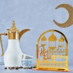 ⁦Ornements en acrylique Ramadan Kareem, lanterne étoile de lune dorée, décorations pour la maison زينة رمضان كريم أكريليك، فانوس نجمة القمر الذهبي⁩ - الصورة ⁦3⁩