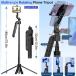 ⁦Trépied perche à selfie PLOKAMA avec deux lumières LED et télécommande sans fil 4en1 – حامل هاتف وعصى سيلفي قابل للتمدد مع إضاءة مدمجة⁩ - الصورة ⁦3⁩