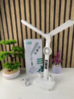 ⁦Lampe de bureau LED à double tête avec ventilateur et Horloge – مصباح مكتب مع منبه ومروحة مدمجة⁩ - الصورة ⁦6⁩