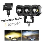 Projecteur Universel LED à 3 lentilles Pour Vélo et Moto