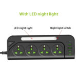 ⁦Multiprise 4 Sockets avec 4 Ports USB 1 Type-C 4000W Protection Surcharge et Lampe De Chevet – مقبس طاقة مع منافذ شحن⁩ - الصورة ⁦6⁩