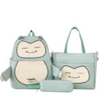 ⁦Ensemble de Sacs Snorlax 3Pcs Design Kawaii Vert – حقيبة مدرسية 3 قطع لون أخضر⁩ - الصورة ⁦3⁩