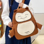 ⁦Ensemble de Sacs Snorlax 3Pcs Design Kawaii Marron – حقيبة مدرسية 3 قطع لون بني⁩ - الصورة ⁦5⁩