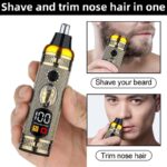 ⁦Ensemble de rasoir électrique pour hommes, tondeuse pour barbe et nez, chargeur USB, avec écran LCD⁩ - الصورة ⁦2⁩